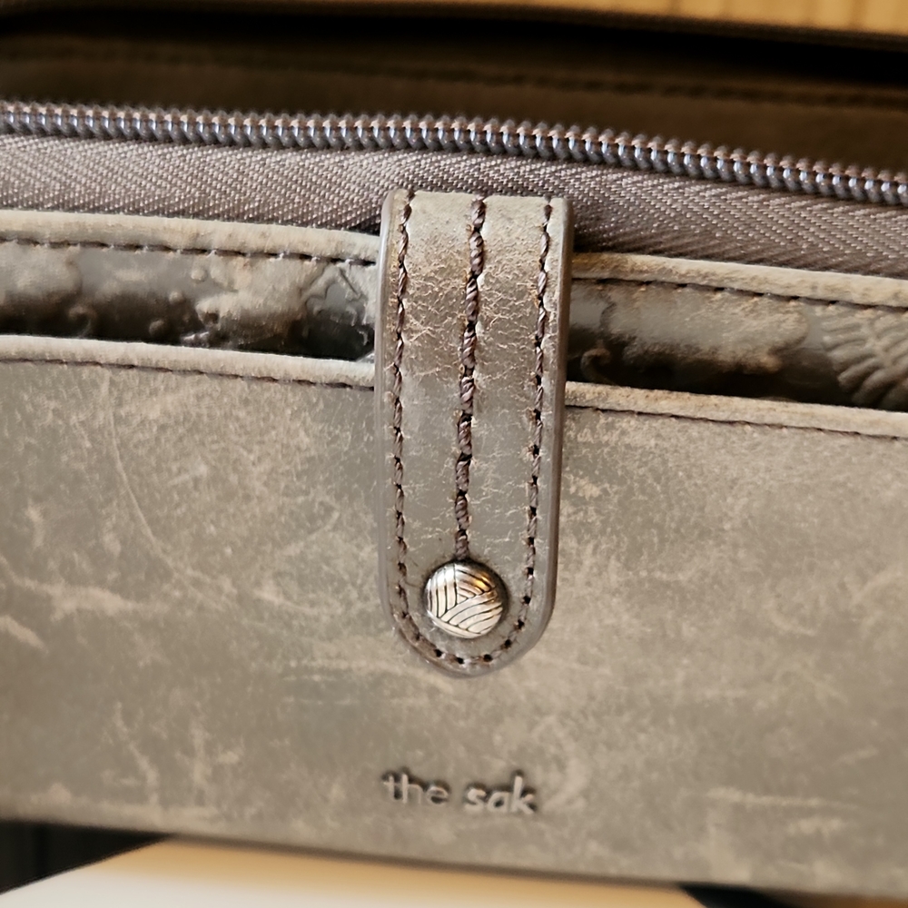 The Sak Gray Leather Crossbody Bag